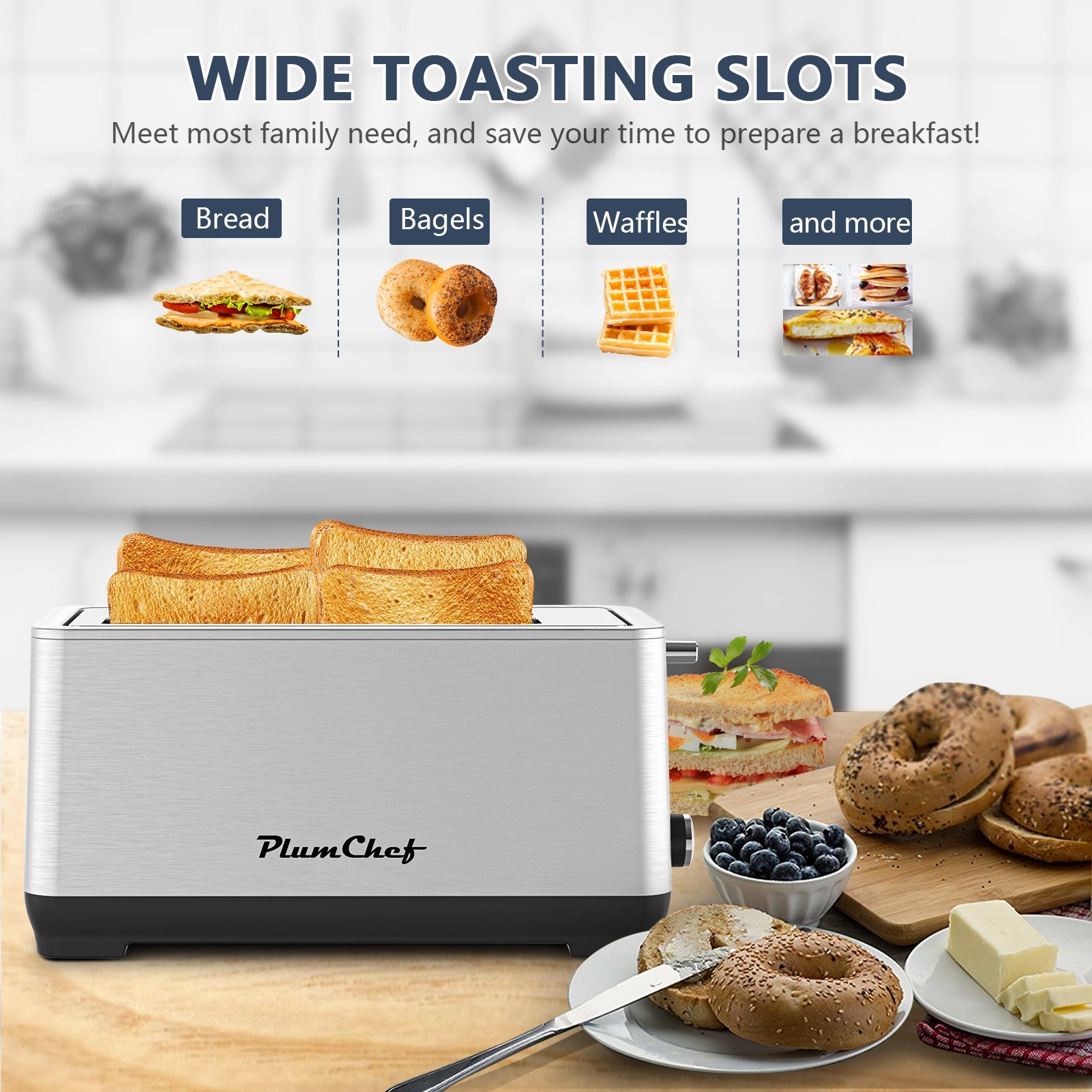 4-Slice Extra Wide Long Slot Stainless Steel Toaster