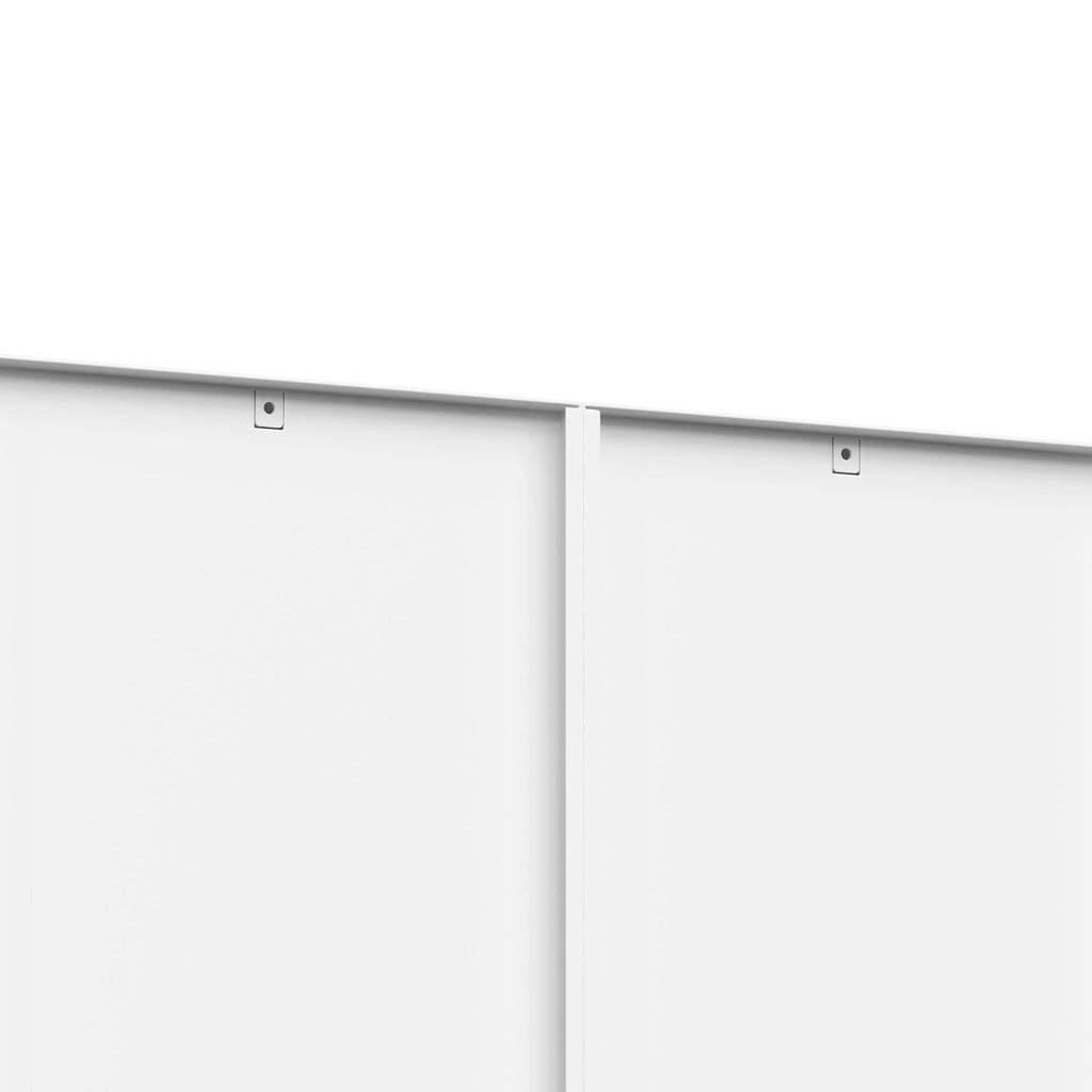 Bookcase Tall With 2 Doors & 2 Drawers, Fixed Open Shelves - White