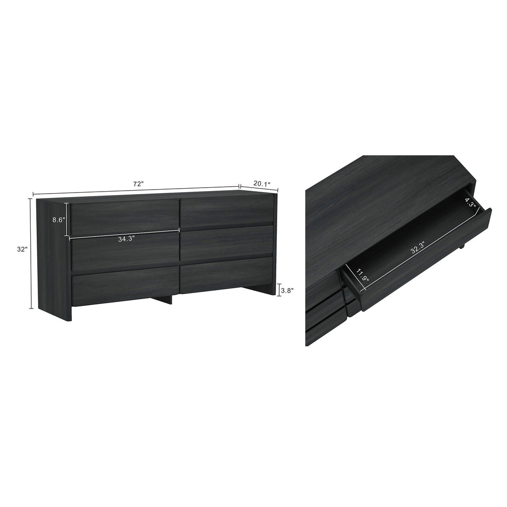 Linda - Double Wide Dresser With 6 Drawers