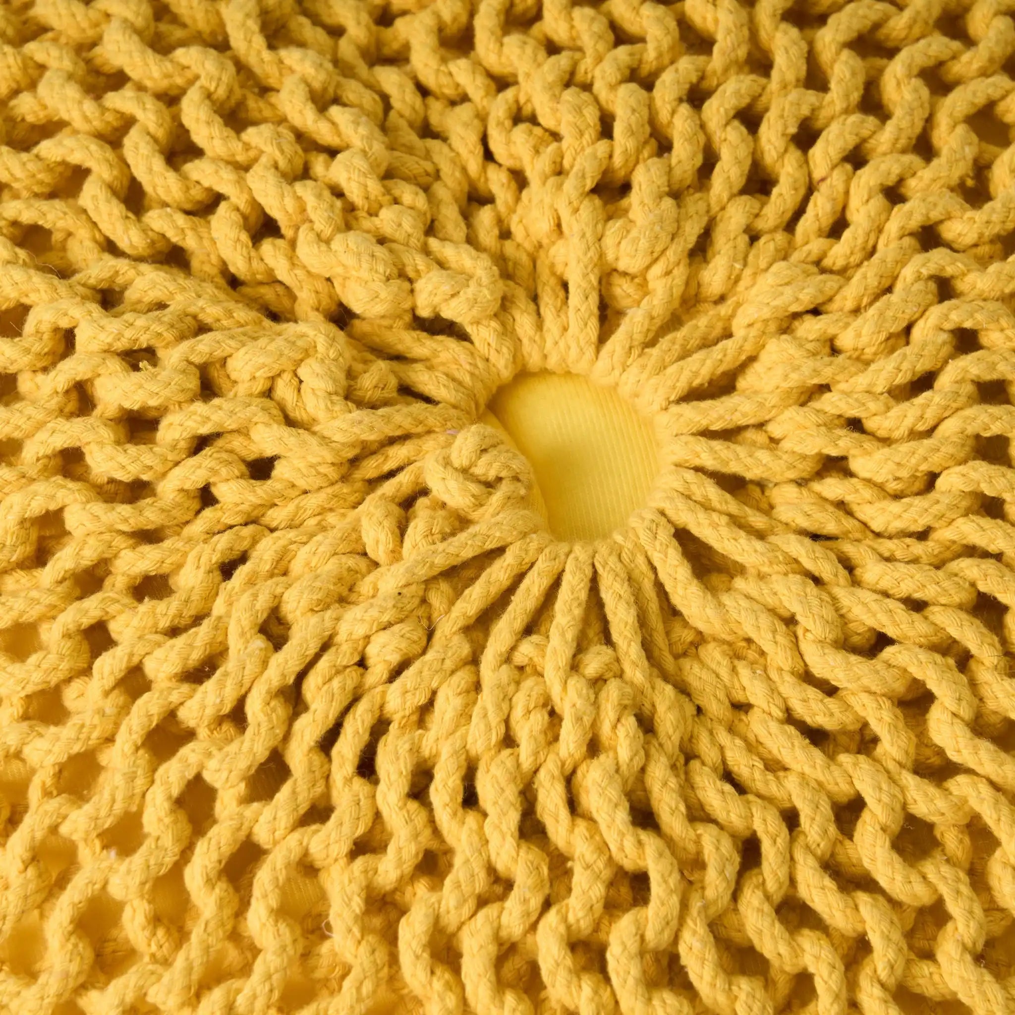 Bordeaux Knitted Cotton Round Pouf Ottoman Floor Cushion