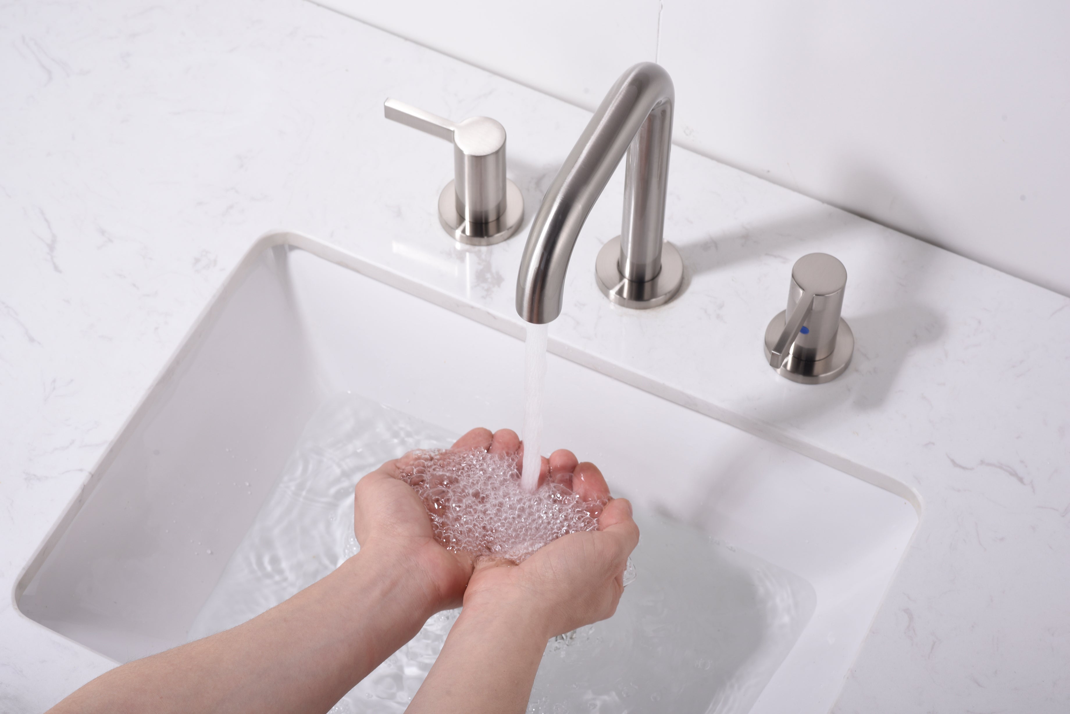 Bathroom Faucet For Bathroom Sink With Two Handles, Pop Up Drain And Supply Lines