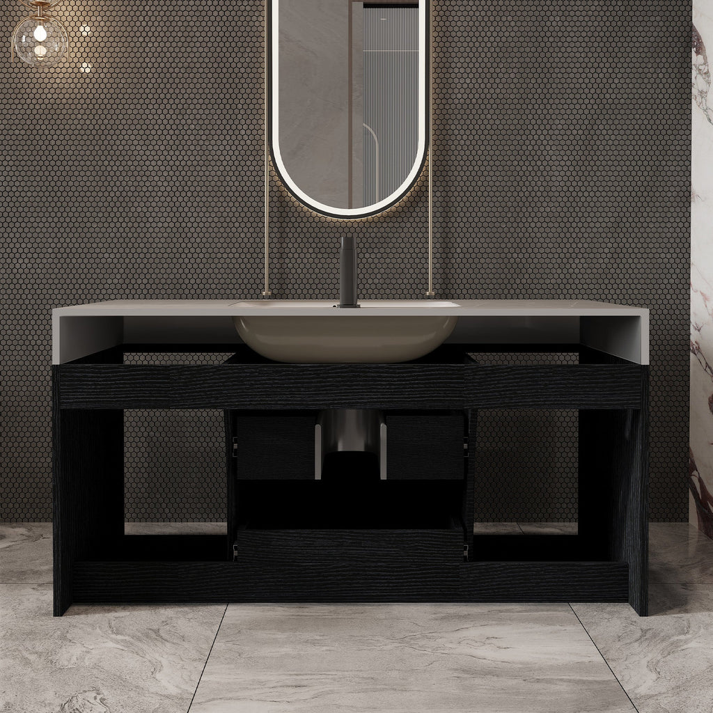 39.4 Inches Single Contemporary Floating Bathroom Vanity