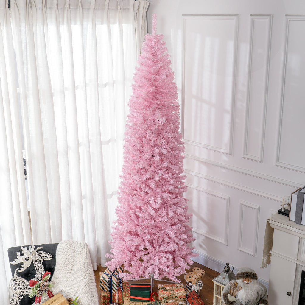 HOMCOM 8' Tall Unlit Slim Douglas Fir Artificial Christmas Tree