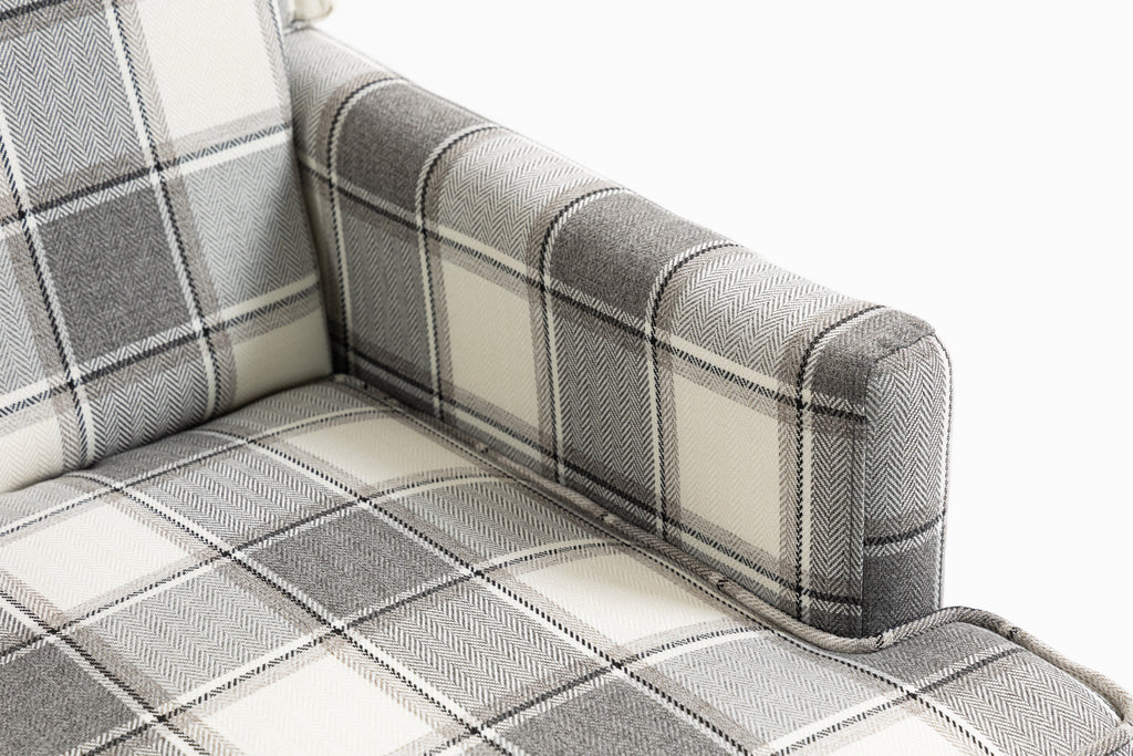Upholstered Accent Chair, Vintage Armchair with Solid Wood Legs
