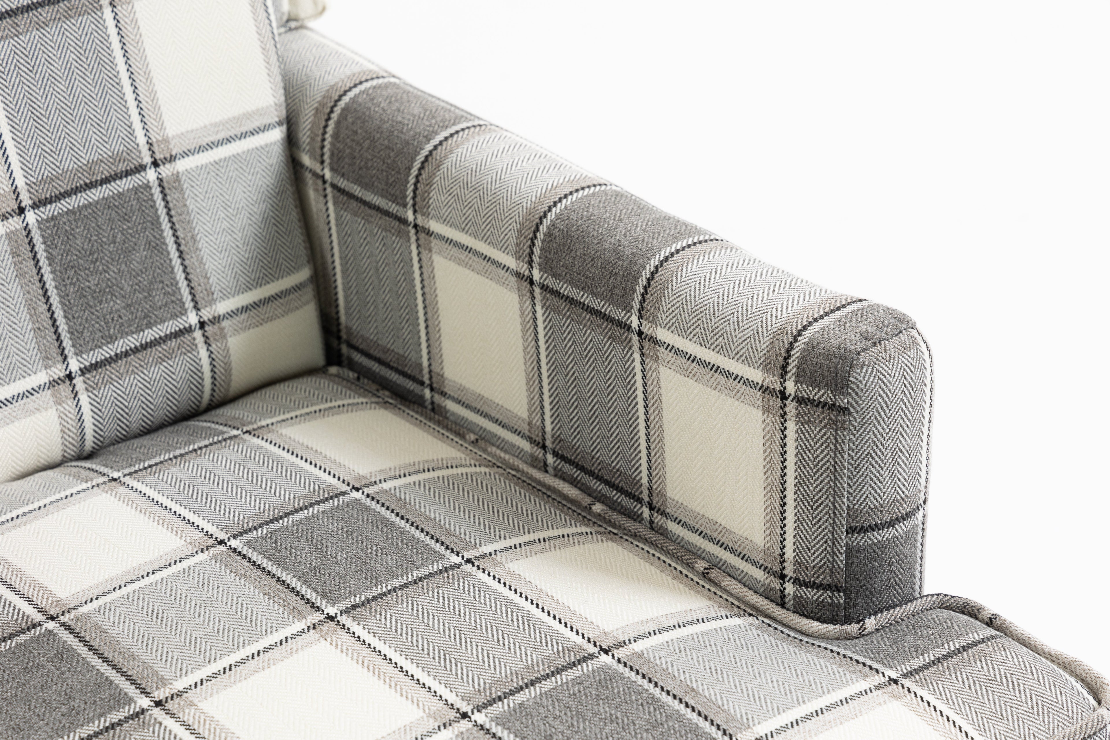 Upholstered Accent Chair, Vintage Armchair with Solid Wood Legs