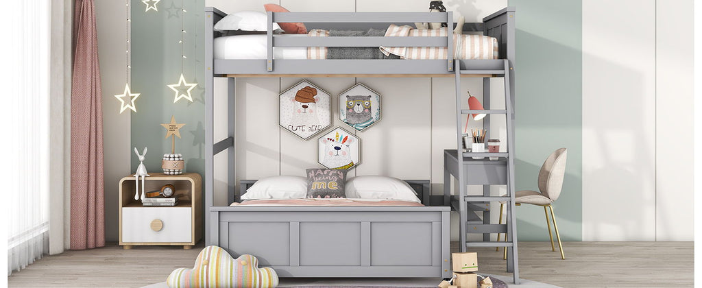 Full Over Full Bunk Bed With Desk