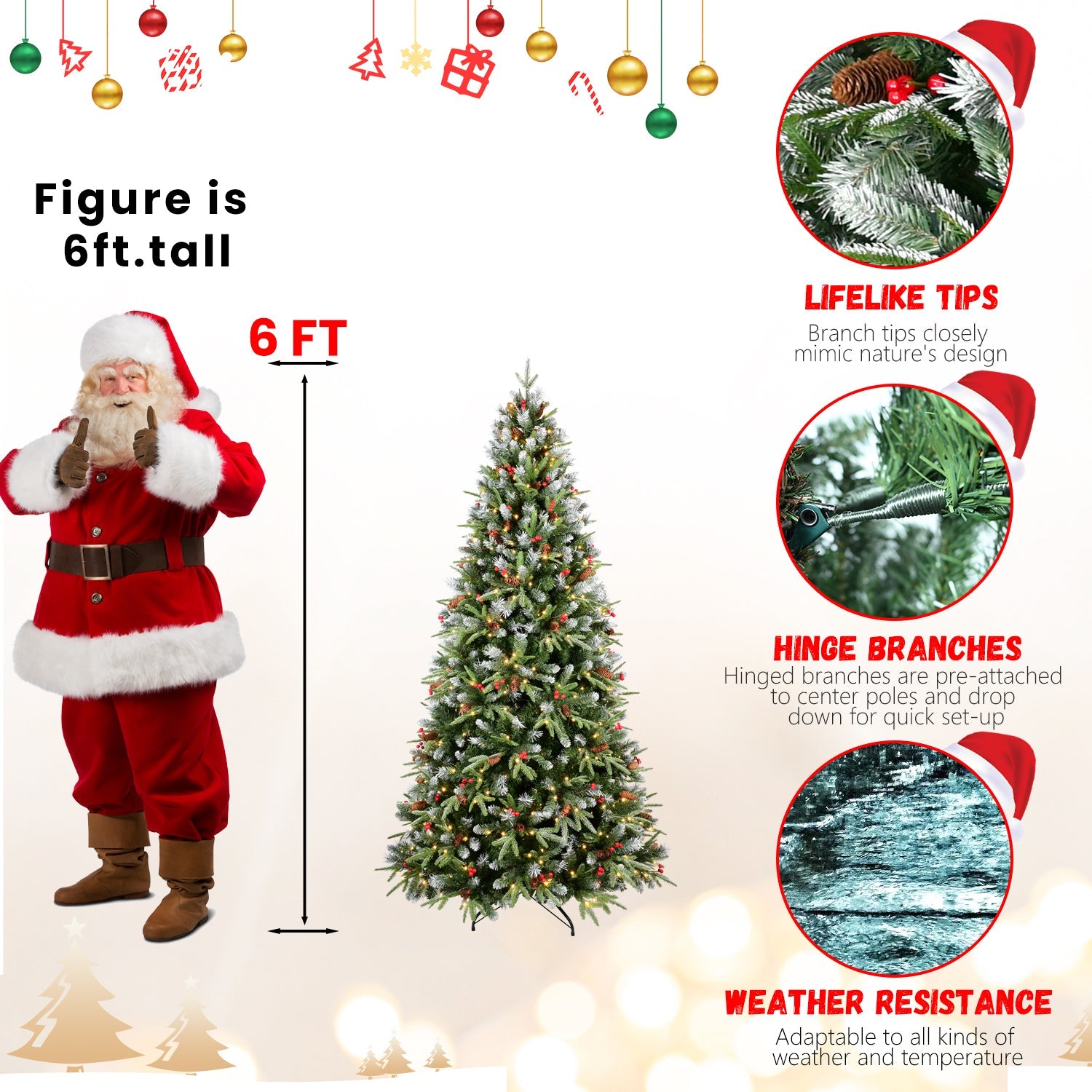 7Ft Christmas Tree with 450 Warm Lights