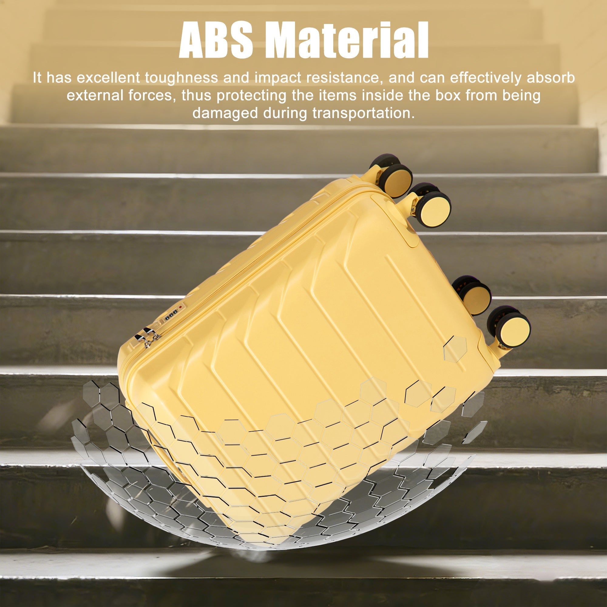 20 Inch ABS Hard Shell Travel Checked Luggage - Yellow