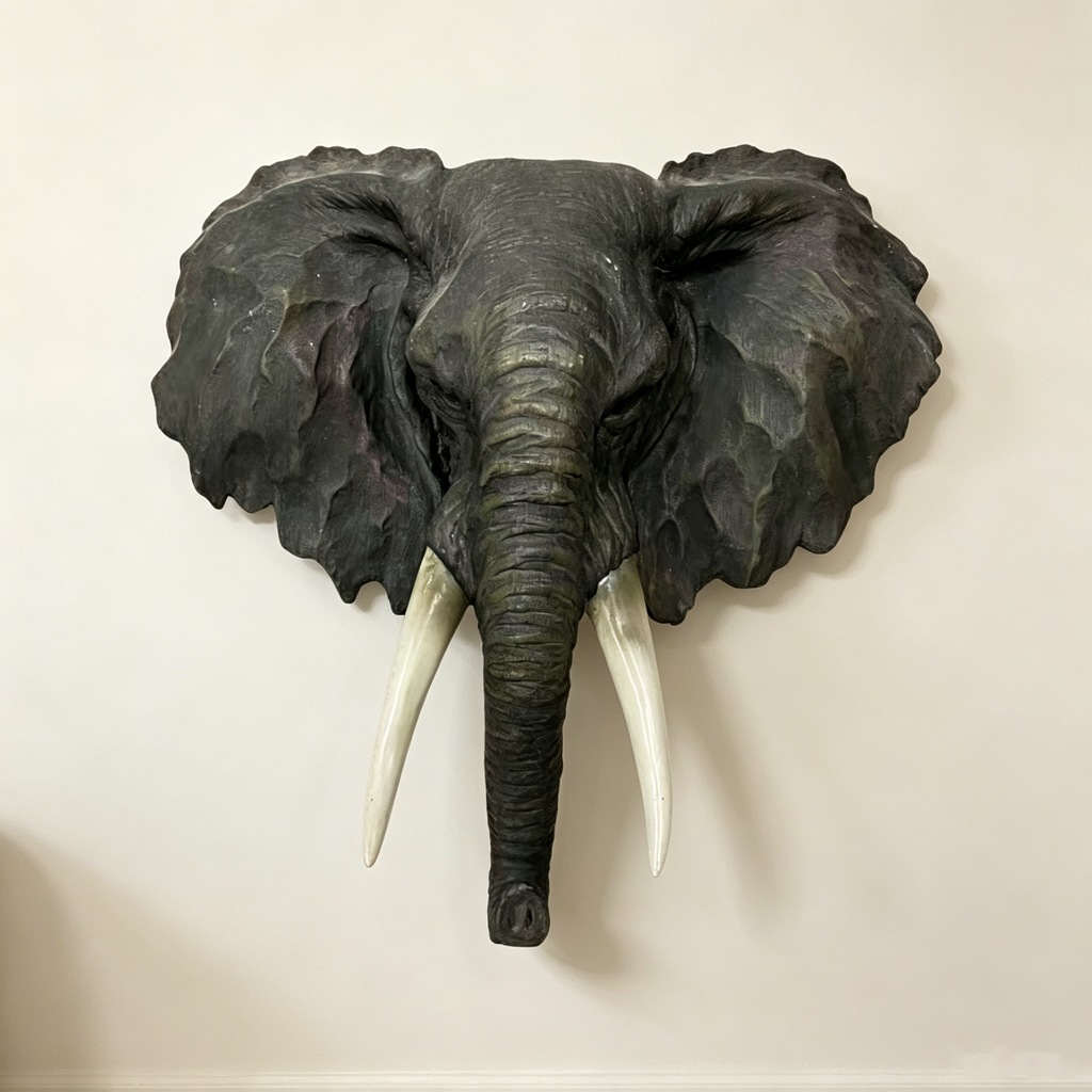 15.75" Wide Realistic Elephant Head Wall Sculpture