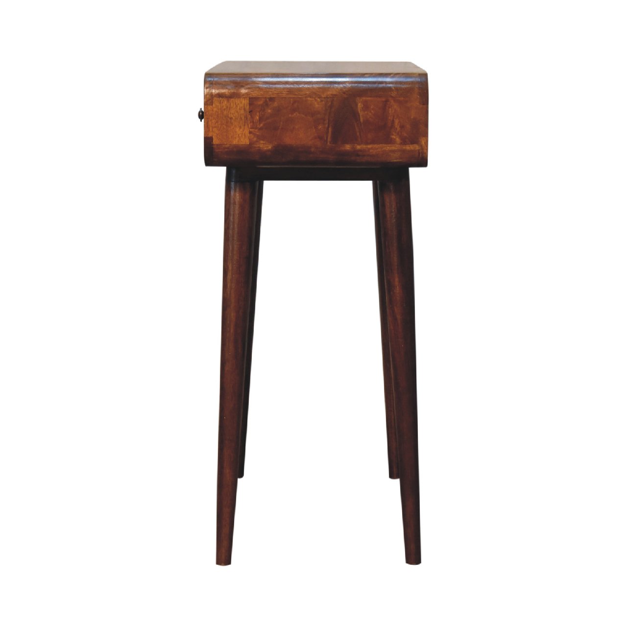 Solid Wood Chestnut Curved Hallway Table, 2-Drawers, Nordic Legs