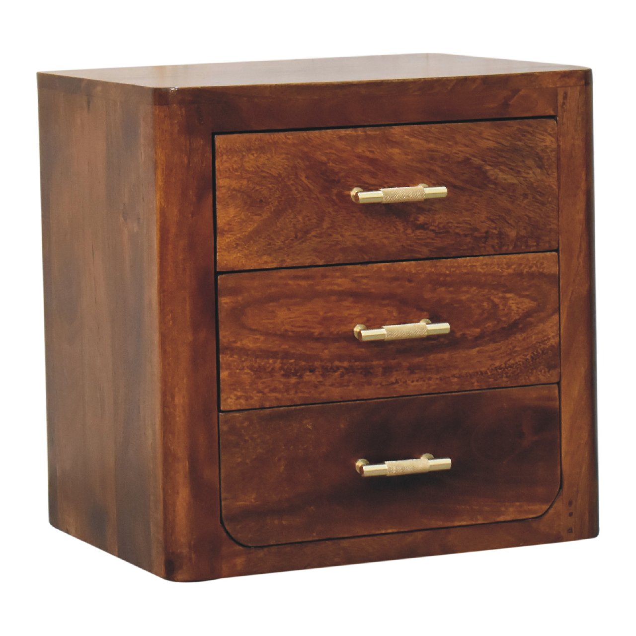Luca Chestnut Nightstand With 3 Drawers