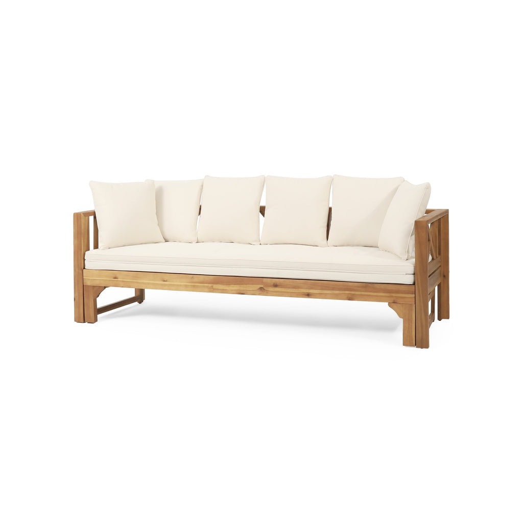 Outdoor Extendable Acacia Wood 3 Seater Sofa