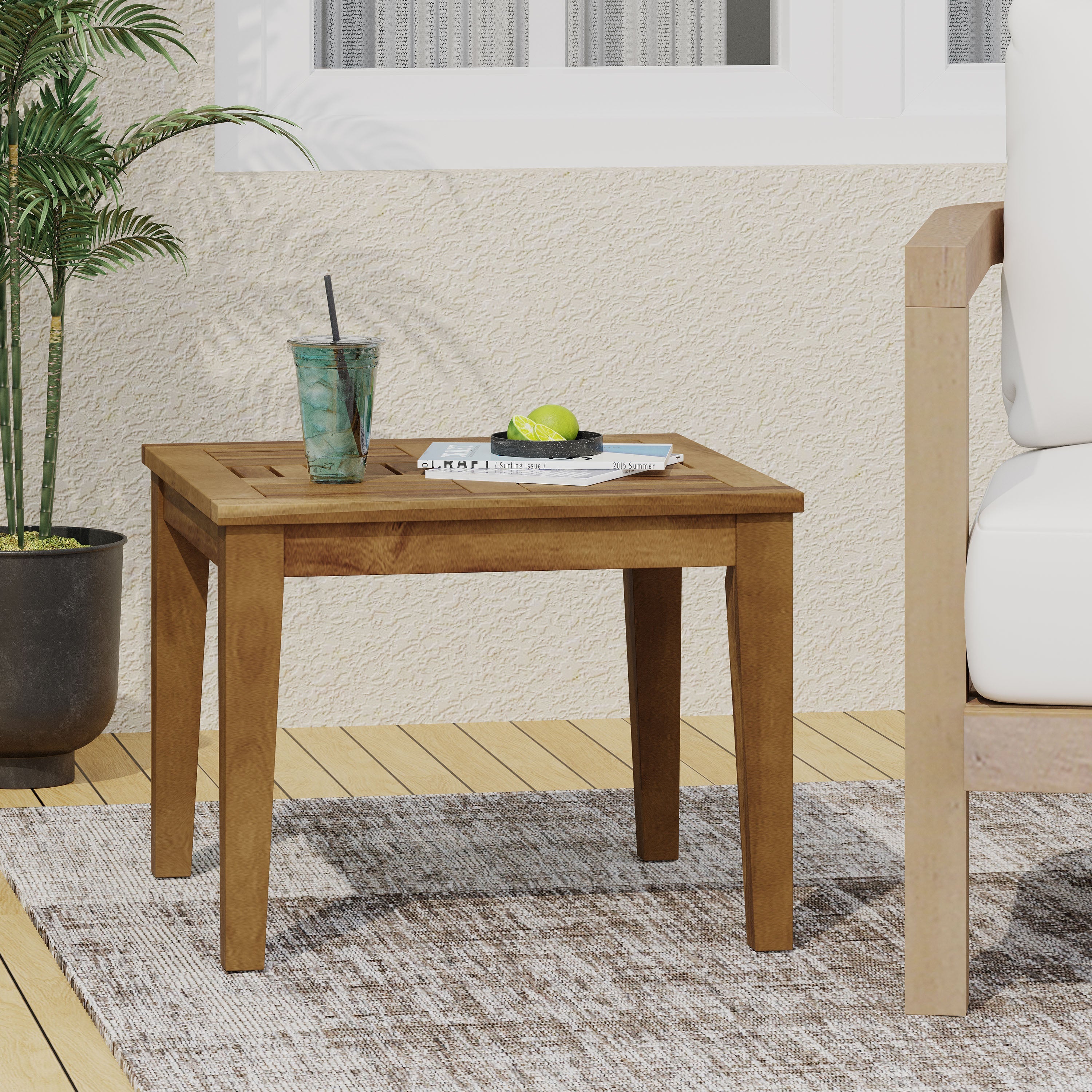 Hampton Outdoor Acacia Wood Side Table