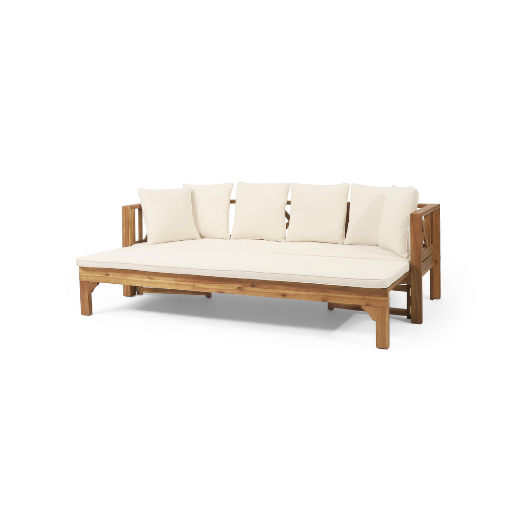 Outdoor Extendable Acacia Wood 3 Seater Sofa